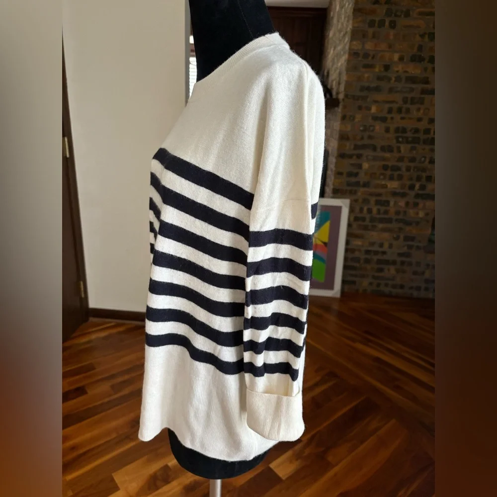 AYR Lofty Softie Sweater in Black and White Stripes, ECU - Picture 9 of 10